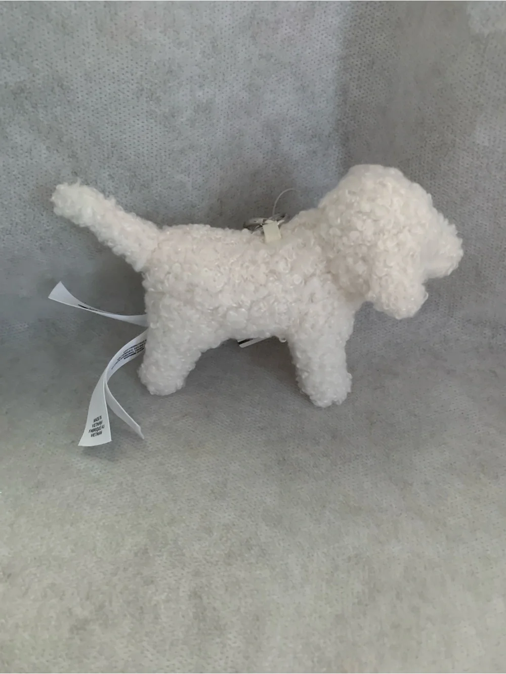 NWT Victoria's Secret PINK Micro Dog Keychain Charm Winter White Plush Teddy